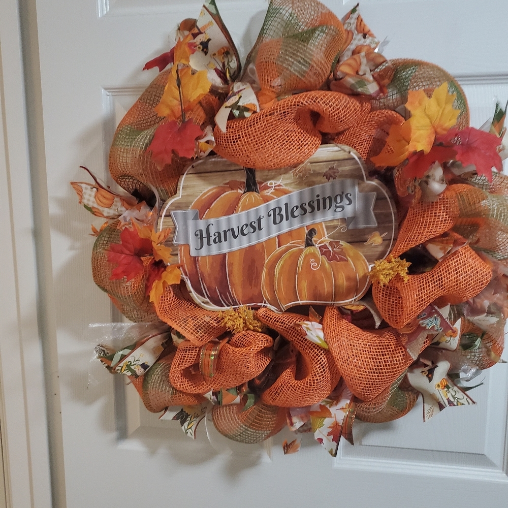Fall deco mesh Wreath